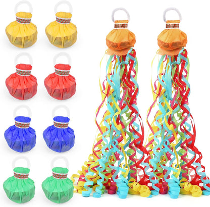 10Pack Colorful Streamer Poppers, No Mess Multi-Color Paper Crackers, Hand Throw Confetti Streamers for Birthday, Wedding, Party Celebrations