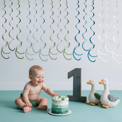 36 Pcs Blue Hanging Swirl Decorations Ombre Royal Blue White Felt Swirl Streamer Spiral Ceiling Garland for Birthday Wedding Baby Shower Graduation Under The Sea Nautical Ahoy Achor Party Supplies