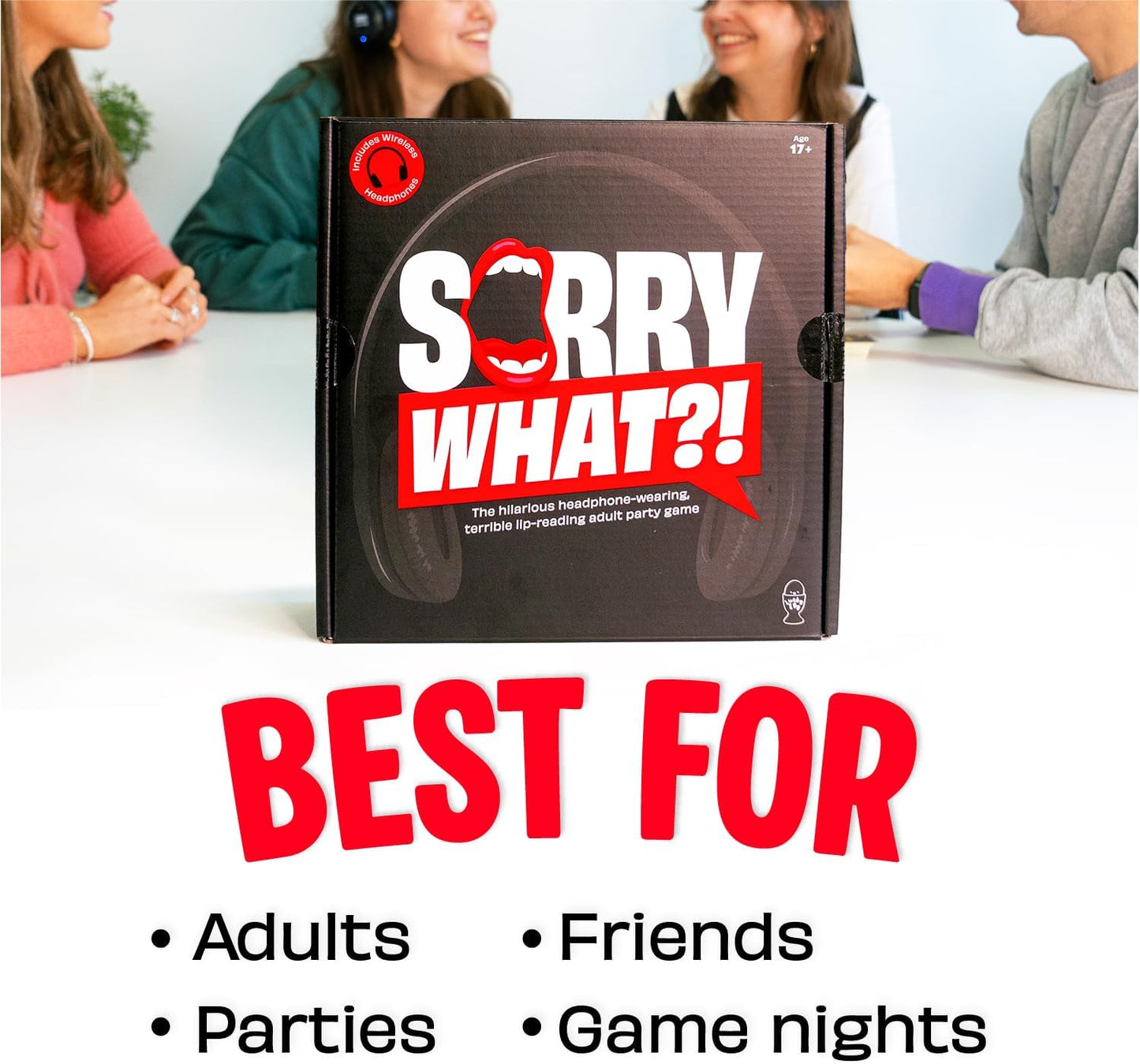 Sorry What Game - Uncensored Lip Reading Party Games for Adults - Based On The Headphone Challenge TikTok Trend - 2+ Players 40,000 Funny Phrase Combos - Adult Games for Game Night (Ages 17+)