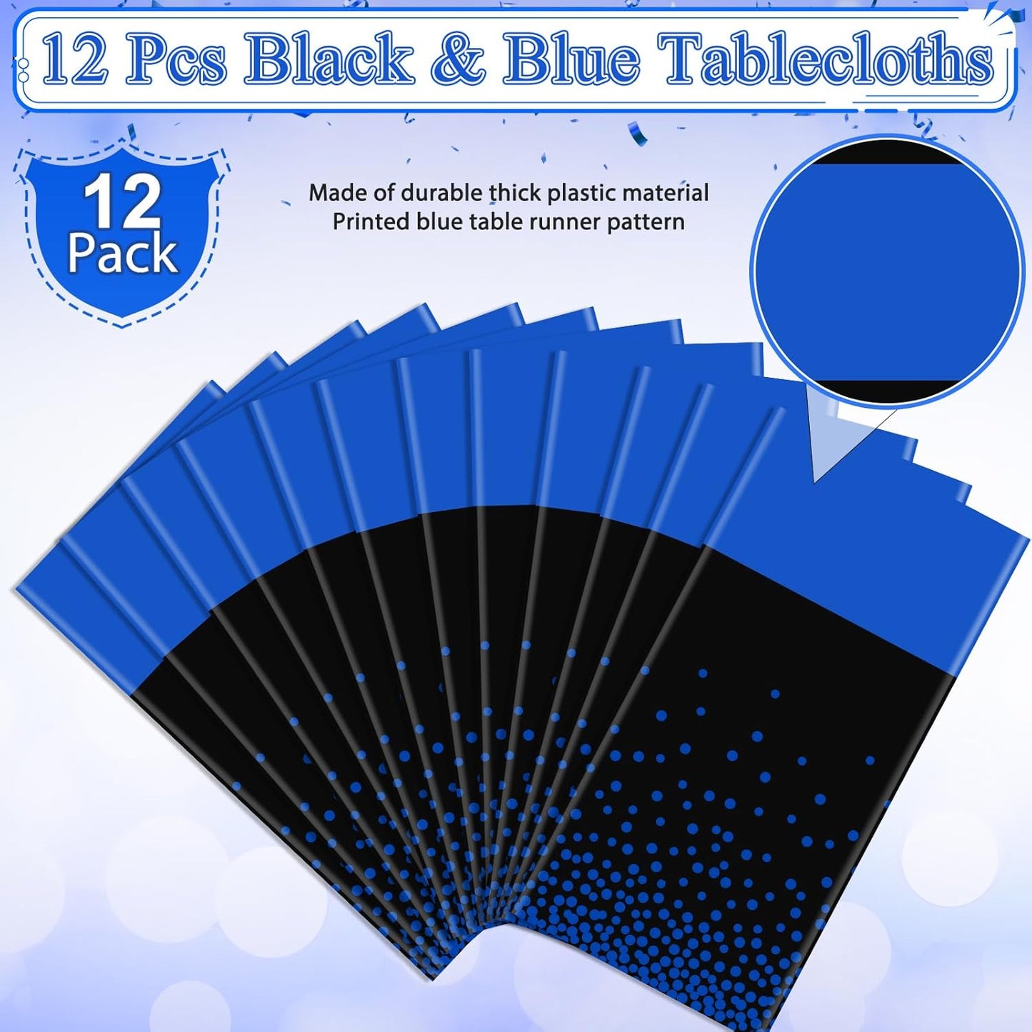 MASHAN 3Pcs Black and Red Tablecloth Party Decorations,Plastic Black Table Cloth Printed Red Table Runner Disposable Rectangle Cover for Birthday Weeding Anniversary Graduation Party,54 x108 Inch