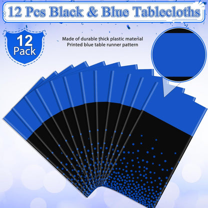 MASHAN 3Pcs Black and Red Tablecloth Party Decorations,Plastic Black Table Cloth Printed Red Table Runner Disposable Rectangle Cover for Birthday Weeding Anniversary Graduation Party,54 x108 Inch