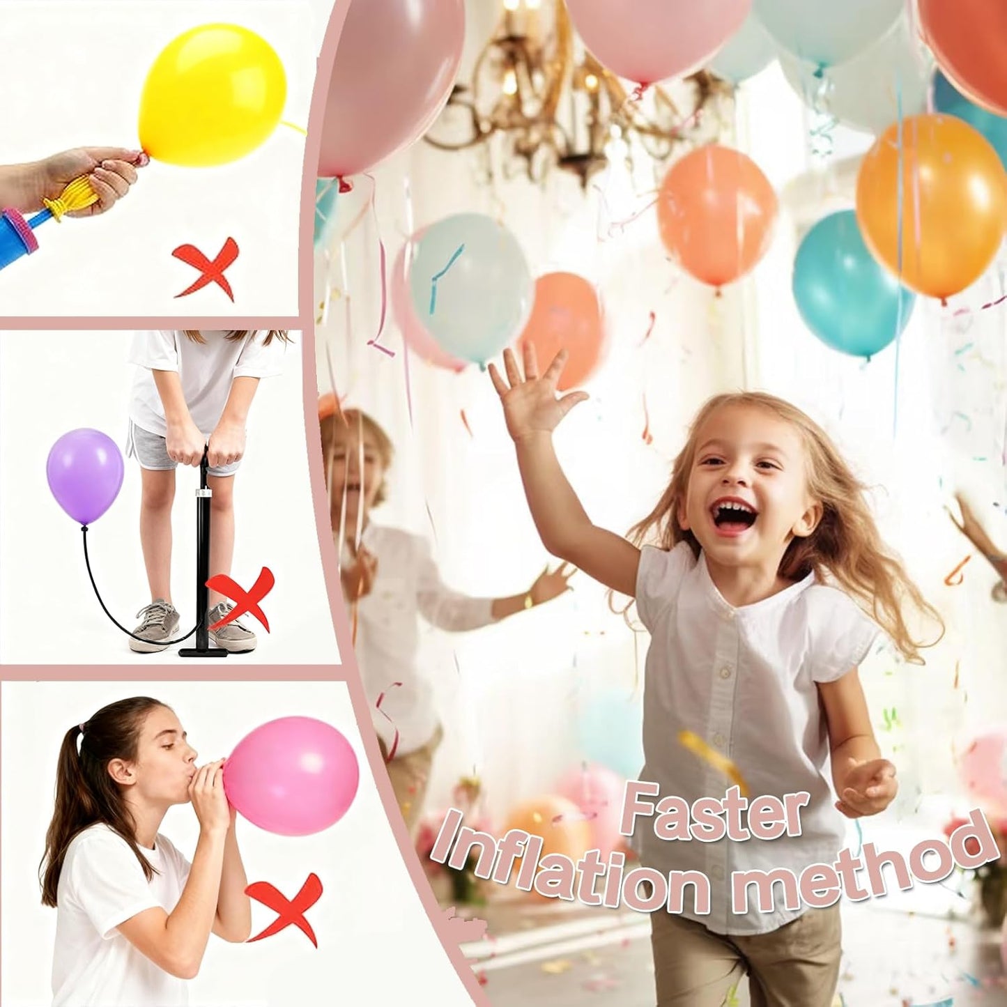 4-in-1 Electric Balloon Pump for All Balloons, Inflatables, and Sports Balls, Portable High Power Triple Inflating Ports for Latex Foil 260q Mylar Balloon