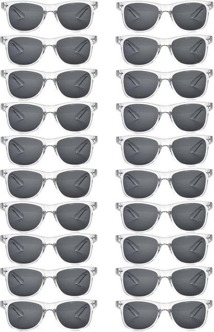 20 Pairs Bulk Sunglasses for Adult Retro 70s 90s Cheap Glasses (Black)