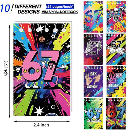20pcs 10 Styles 6 7 Birthday Theme Mini Notebooks Party Supplies Favors Goodie Bag Stuffers Colorful 6 7 Birthday Theme Journal Pocket Notebook Supplies for Birthday Party Activity(20pcs-67-bks)