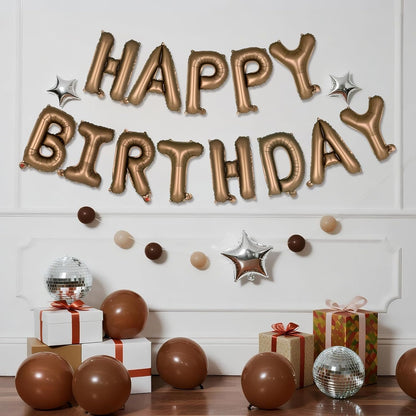 Happy Birthday Balloons Banner, Foil Balloon Personalized Name Letters Balloons Sign Birthday Party Decorations for Women Men Boys Girls Cream