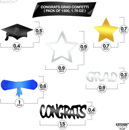 Black and Gold Grad Graduation Decorations 2026 - Pack of 1000, Congrats Grad Graduation Confetti 2026 | Grad Confetti Class of 2026 for Black and Gold 2026 Graduation Decorations, KatchOn