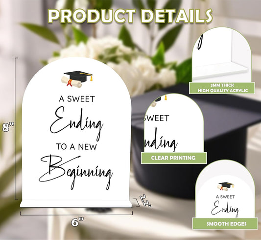 Graduation Guestbook Sign, 6 x 8 Inch White Arch Acrylic Grad Party Sign with Holder, Graduation Party Sign for Class of 2026, Grad Decor, High School College Party Supplies - DL02