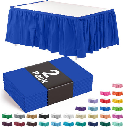 Exquisite Ruffle Table Skirt Black 6 Pack 14 Ft Long Table Skirts for Rectangle Tables 6ft Plus or Round Tables Skirts with Adhesive Strip for Gender Reveal Decor & Happy Birthday Parties