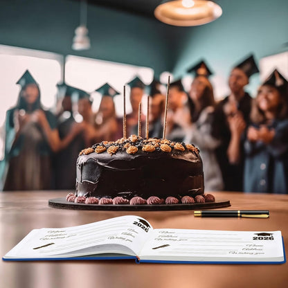 Frienda 2026 Graduation Guest Book Leather Guest Sign in Book with Pen Graduation Party Favors Congratulation Graduates Signature Books(Class of 2026,Black, Gold)