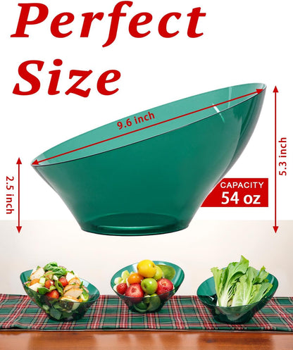 bUCLA 54 OZ Clear Plastic Serving Bowls (12 Pack) - Angled Serving Bowls Disposable for Chip&Candy - Party Table Salad and Fruit