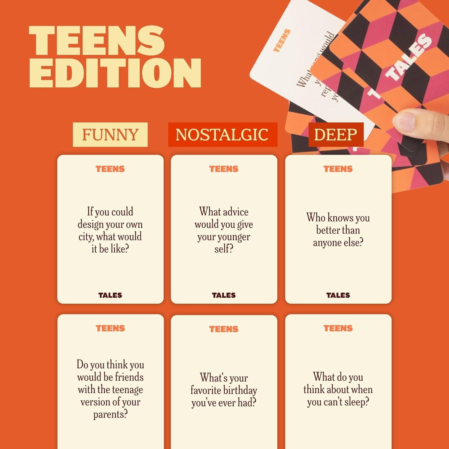 TALES 150 Conversation Cards, Friends Edition, Fun Friend Games for Adults, Teens, Kids, Perfect for Parties, Game Nights, Gifts & Gatherings, Conversations with Friends, Meaningful Connections