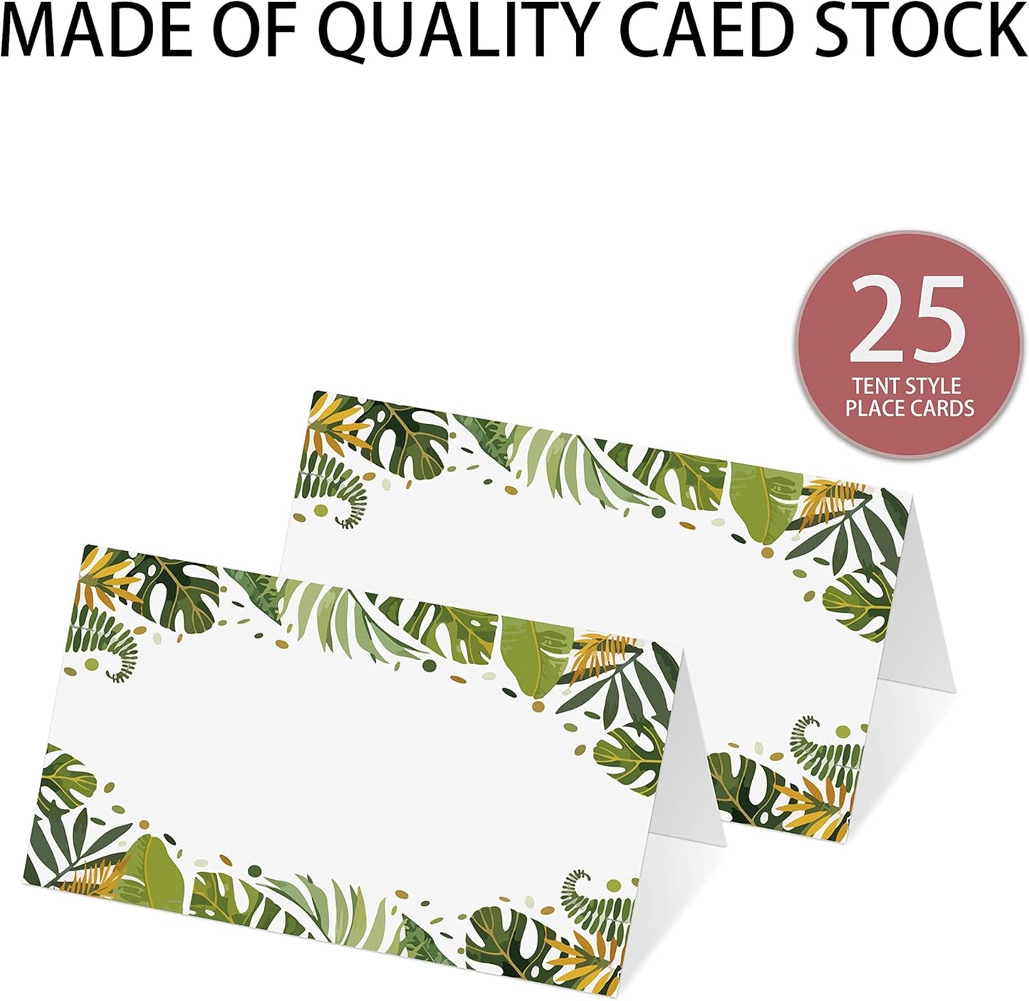 Jungle Tropical Theme Party Pack - 25 Editable Name Place Cards with Easy Folding (B15)