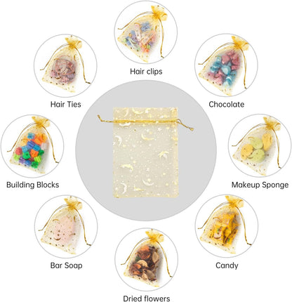 100PCS White Organza Bags, 4x6 Inch Small Mesh Bags Drawstring, Jewelry Gift Bags for Easter, Party, Festival, Bathroom Soaps, Makeup