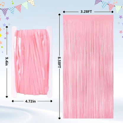 GCB 2Pack Black Metallic Tinsel Foil Fringe Curtains, Black Foil Curtain Backdrop, Photo Booth Props for Birthday Wedding Baby Shower Bachelorette Xmas Celebration Party Decorations Door Streamers