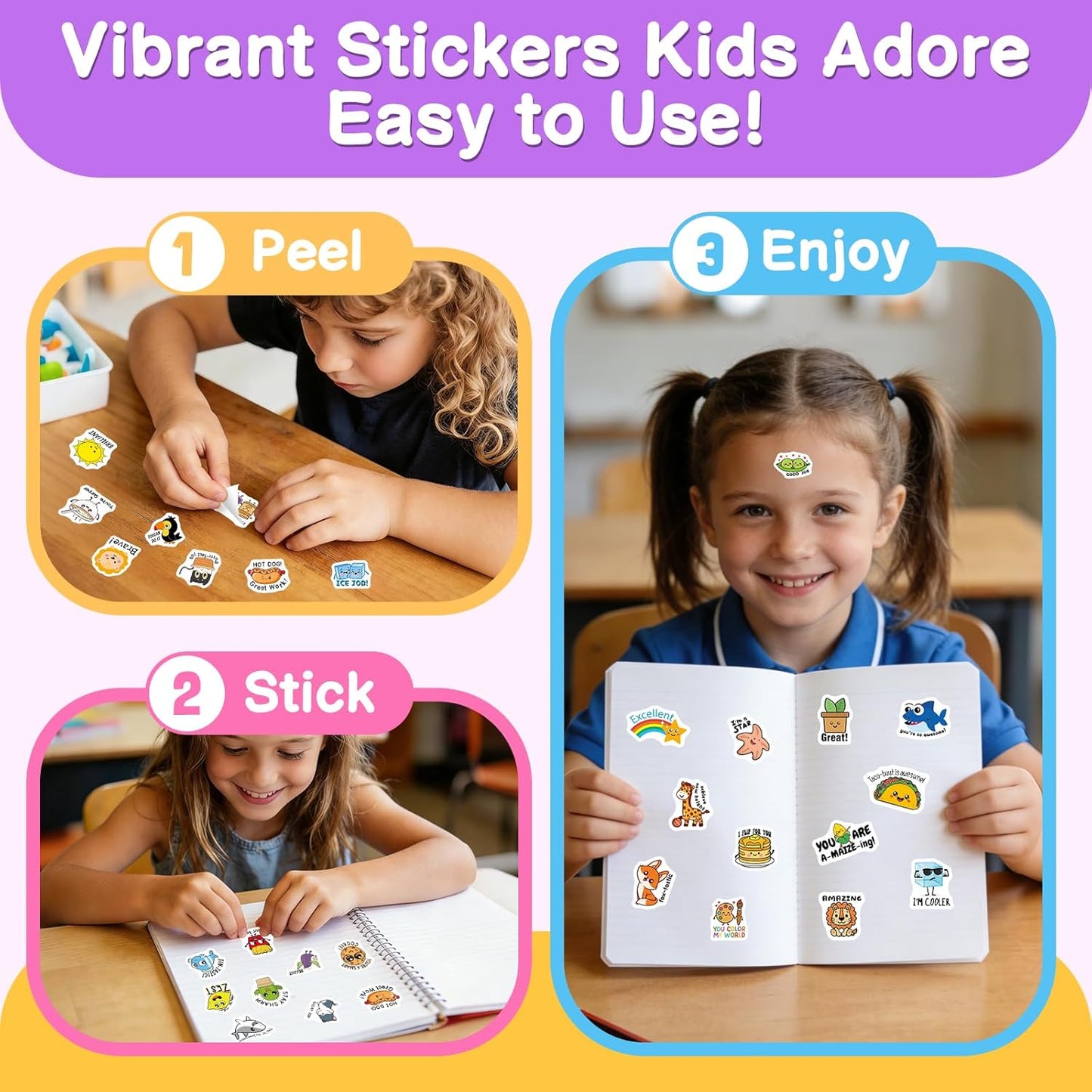 200Pcs Water Bottle Stickers for Kids Teens, Waterproof Vinyl Stickers, Stickers for Kids Classroom Decor, Teacher Supplies & Classroom Must Haves