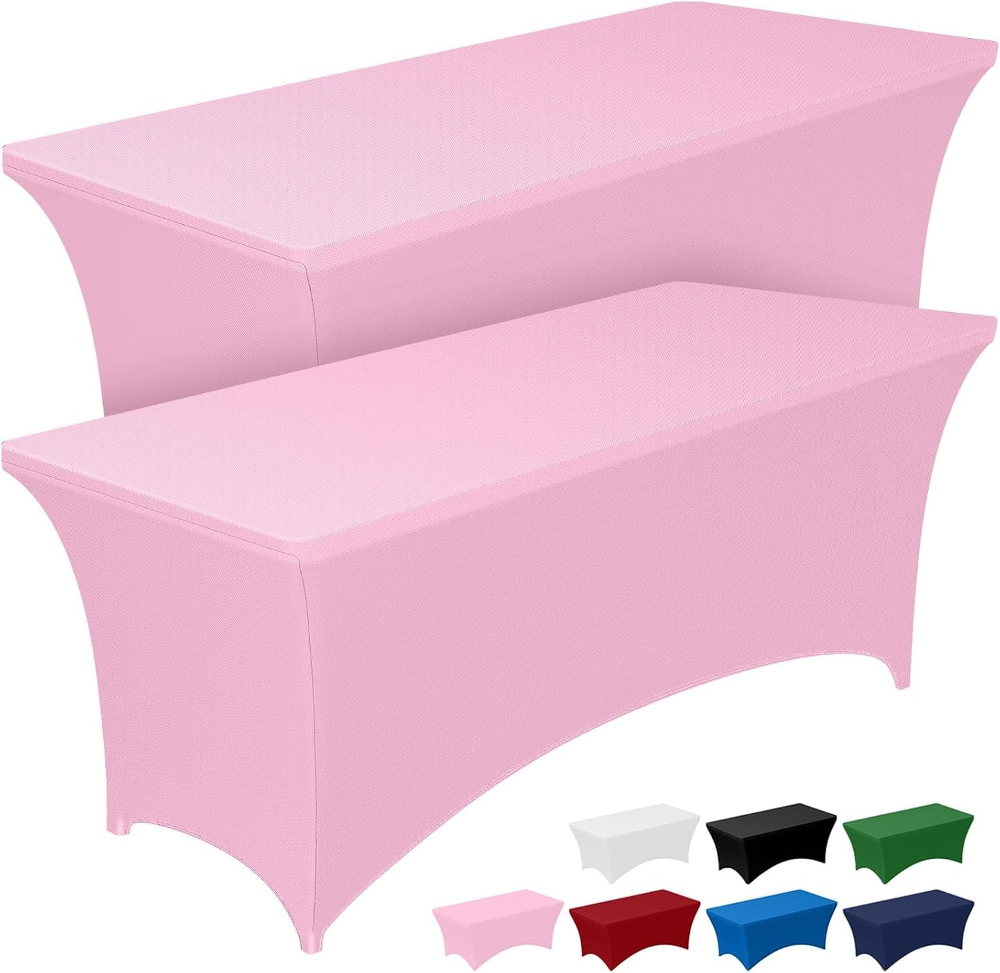 Pureegg Spandex Tablecloth 6ft - 2 Pack, Fitted and Tight Cloth for Rectangle Table, Wrinkle-Free and Stretch Table Cover for Party, Wedding, Banquet and Birthday, White