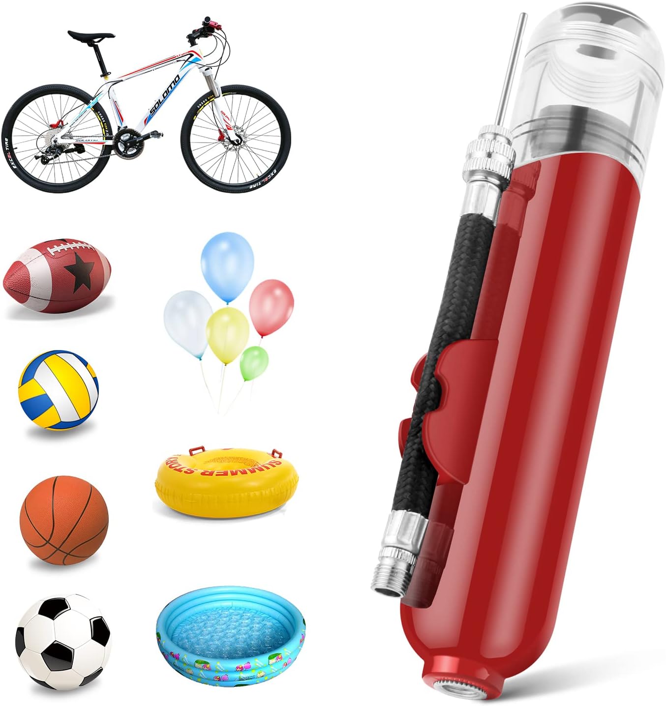 BROTOU Ball Pump, Dual Action Inflate Air Pump with 3 Needles and 2 Nozzles for Soccer Ball, Basketball, Volleyball, Balloons, Bikes