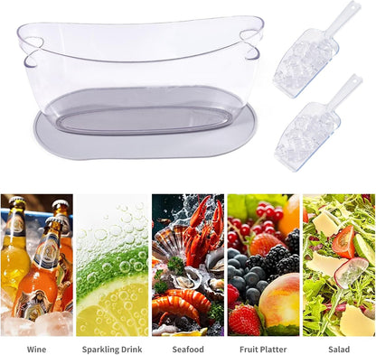 Ice Bucket，Upgraded Beverage Tub with Anti Condensation Silicone Pad and Ice Scoop Set，5.5L Ice Tub，Party Cooler，Mimosa Bar Supplies