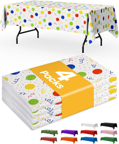 Niuara White Plastic Table Cloth - 4 Pack 54" × 108" Rectangle Disposable Tablecloths for 6FT Tables, Table Cover for Party, Holiday & Gathering Use