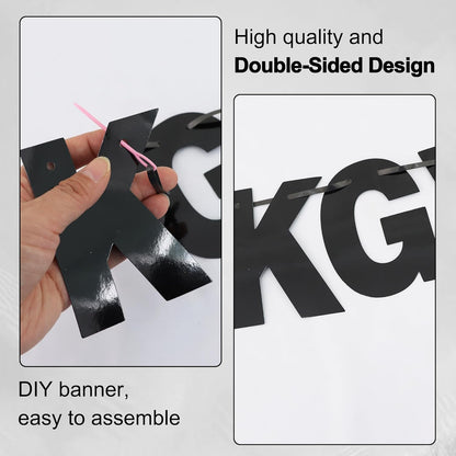 BEISHIDA 116 PCS A-Z DIY Letter Banner Kit Make Your Own Banner Including 111 Letters and Numbers 3 Rope and 2 Threading Device,Customized for Birthday Graduation Wedding Decor Black