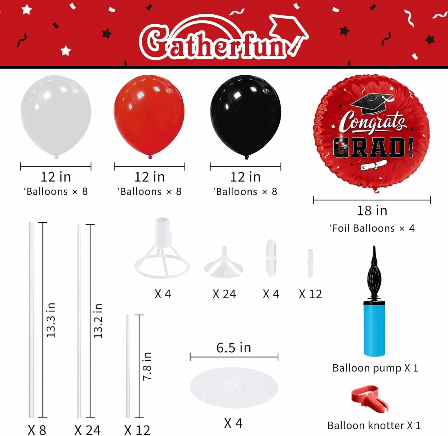 Graduation Decorations - 4 Set Balloon Stands, Class of 2026 Congrats Grad Table Centerpieces for Graduation Party Supplies(Gold& Black)