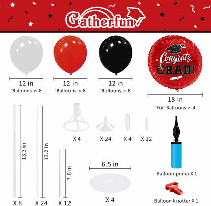 Graduation Decorations - 4 Set Balloon Stands, Class of 2026 Congrats Grad Table Centerpieces for Graduation Party Supplies(Gold& Black)