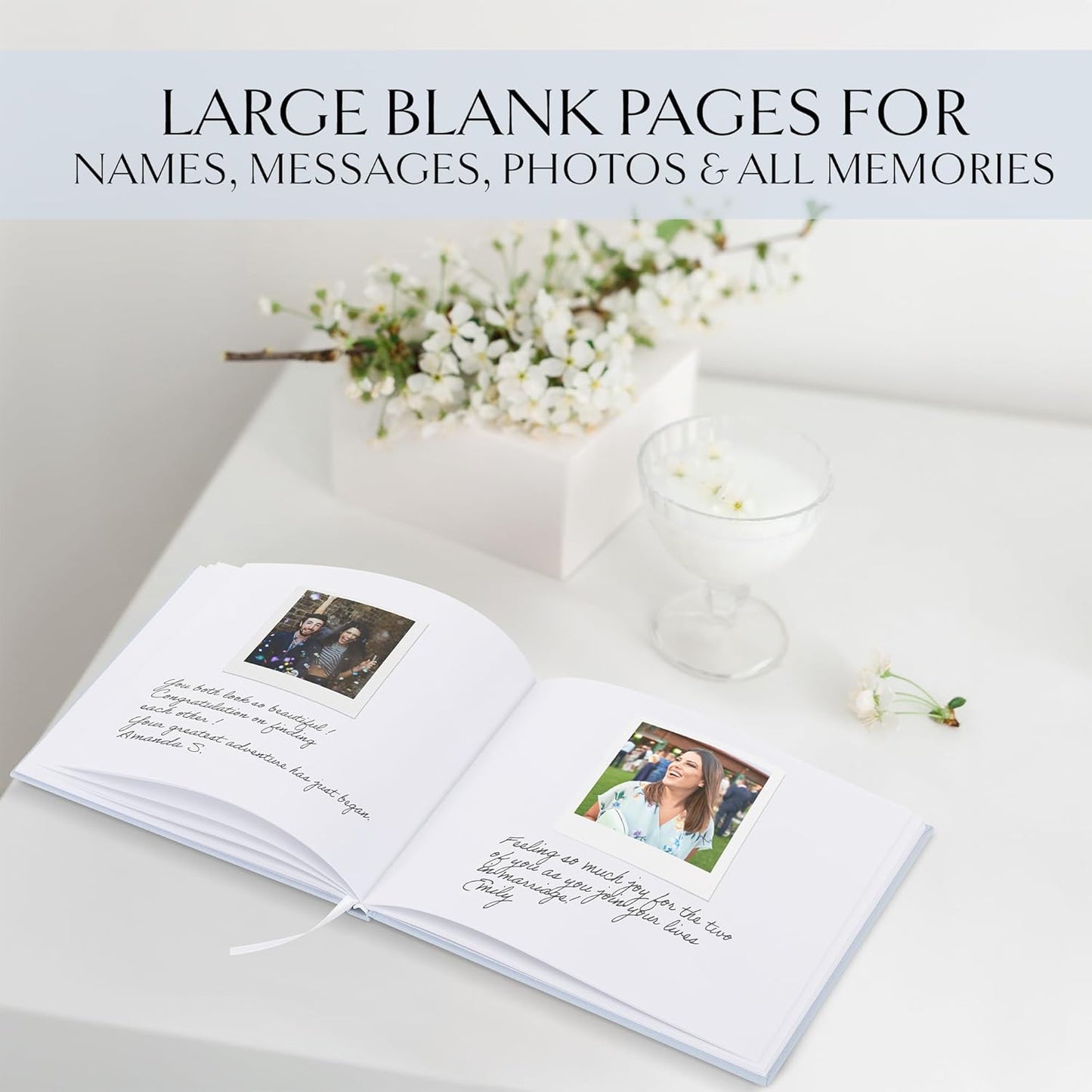 ZICOTO Beautiful Wedding Guest Book for Your Wedding Reception - Simply Elegant Guestbook to Sign in and Add Polaroid Photos - The Perfect Baby Shower Guest Book for The Special Day