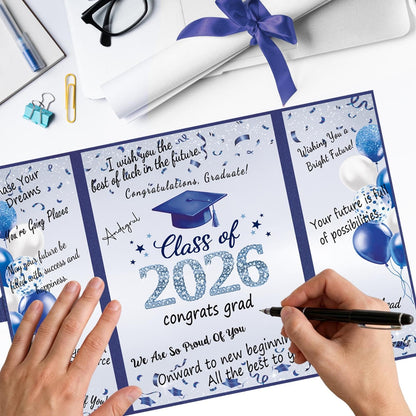 QIYANPAX Graduation Guest Book 2026, Blue and Gold Graduation Decorations Class of 2026, Graduation Signature Book, Congrats Grad Guest Book Alternative, Unique Graduation Gifts