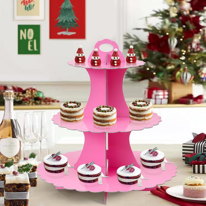 Soleebee 3-Tier Cupcake Stand, Cardboard Cupcake Tower, Dessert Cup Cake Stand Tower for Birthday Wedding Party Decoration, Cupcake Tier Stand 1 Set (Black)