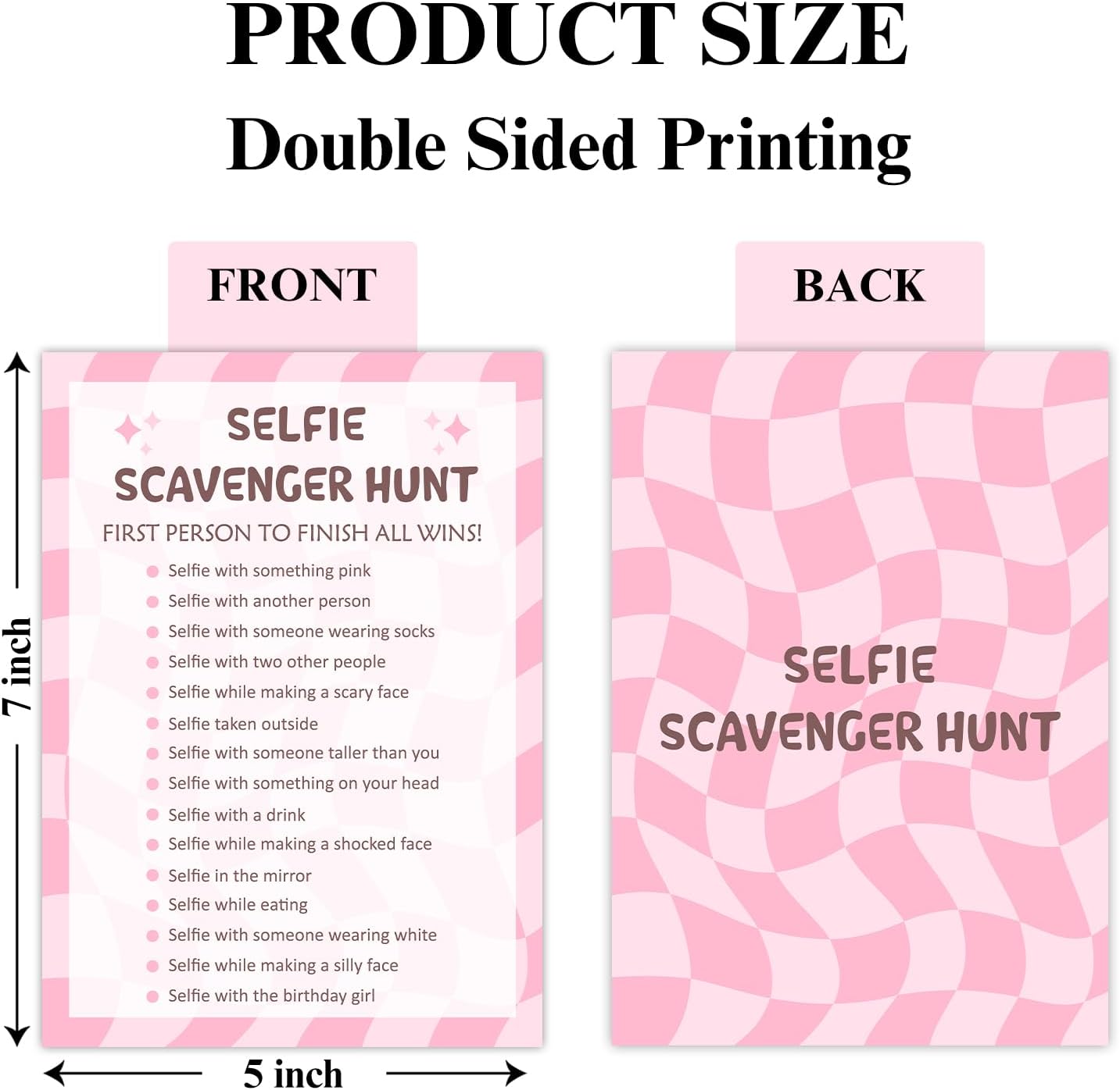 Selfie Scavenger Hunt Birthday Party Games Cards for Birthday Sleepover Slumber Party Pink Sweet Party Favors & Supplies Activity for Women Set of 20 - YY026