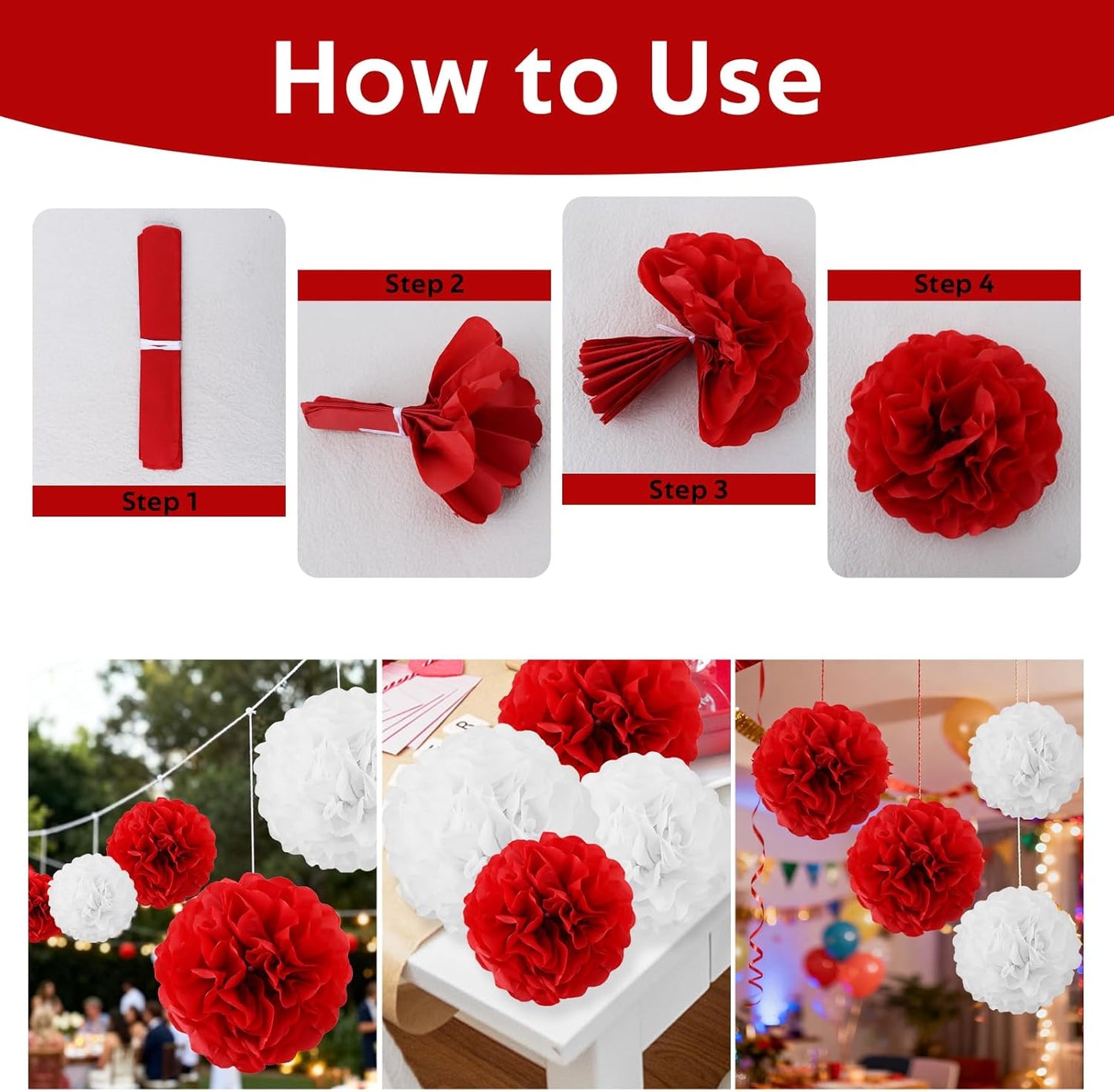 BEISHIDA Hot Pink Tissue Hanging Paper Flowers Ball Decorations Set for Mother's Day Birthday Valentine's Day Anniversary Bridal Baby Shower Wedding Backdrops Home Outdoor Party Supplies(13 Packs)