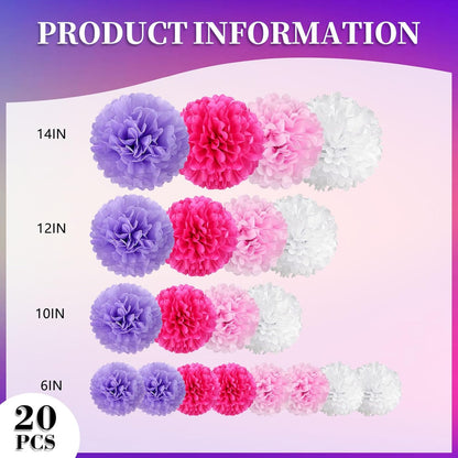 18 PCS Tissue Paper Pom Poms, Tissue Pom Poms Flowers, Sizes of 6", 10", 12", 14" Hanging Paper Flower Ball for Wedding, Birthday, Halloween, Christmas, Baby Shower Party Decor (Red Black Gold)
