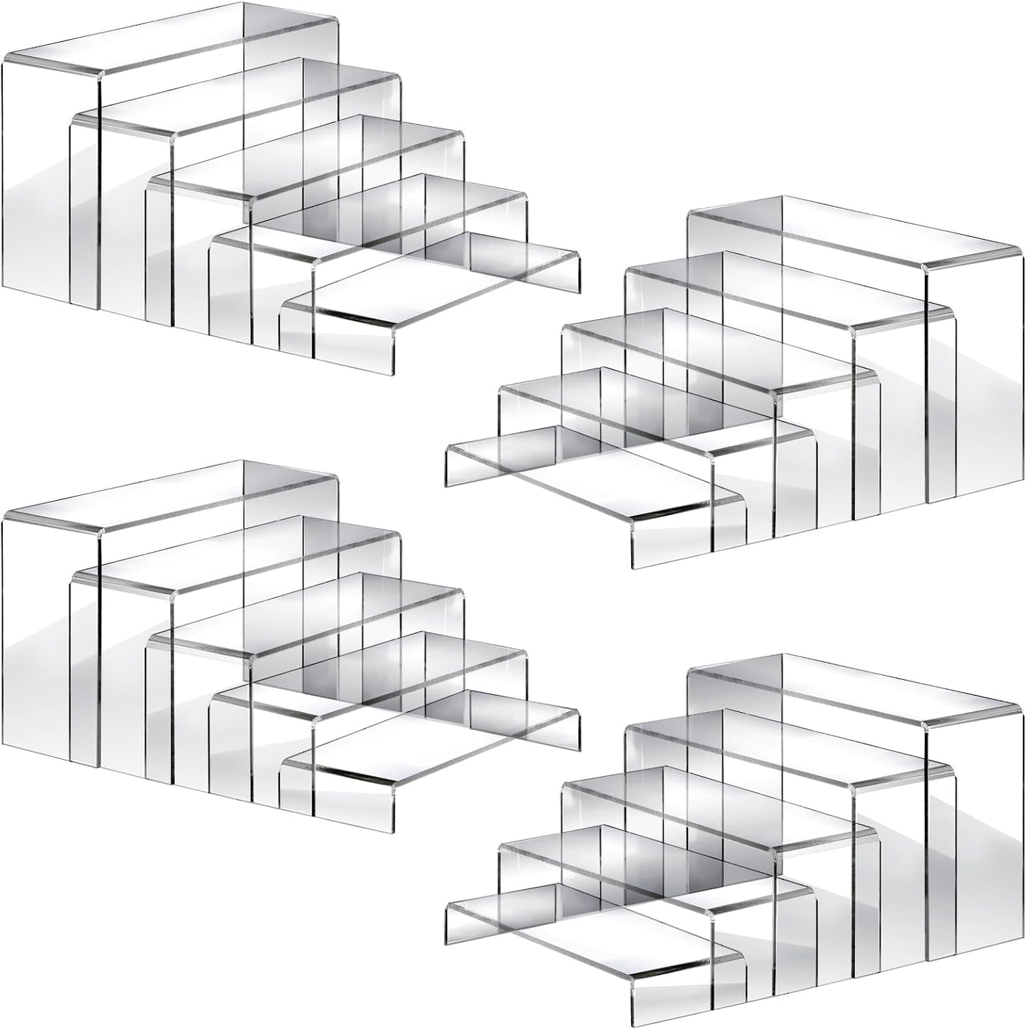 Fixwal 10pcs 2 Set Acrylic Risers for Display Clear Perfume Organizer Stands Acrylic Display Risers for Show Figures, Cupcake, Jewelry, Toys, Perfume and More (Large Size)