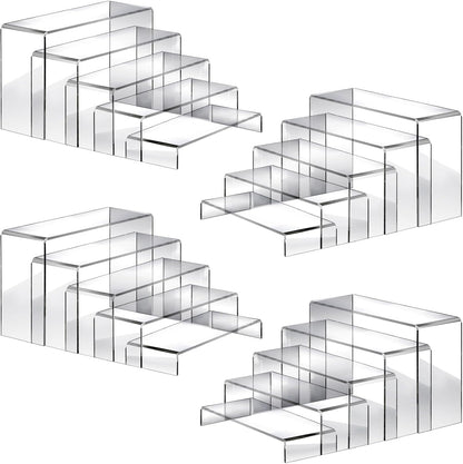 Fixwal 10pcs 2 Set Acrylic Risers for Display Clear Perfume Organizer Stands Acrylic Display Risers for Show Figures, Cupcake, Jewelry, Toys, Perfume and More (Large Size)