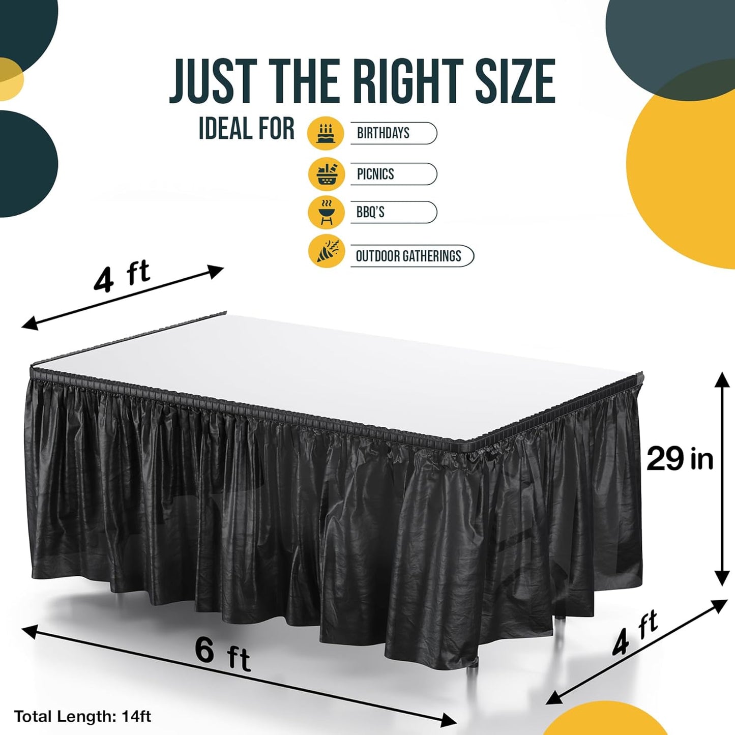 Exquisite Ruffle Table Skirt Pink 6 Pack 14 Ft Long Table Skirts for Rectangle Tables 6ft Plus or Round Tables Skirts with Adhesive Strip for Gender Reveal Decor & Happy Birthday Parties