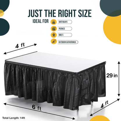 Exquisite Ruffle Table Skirt Pink 6 Pack 14 Ft Long Table Skirts for Rectangle Tables 6ft Plus or Round Tables Skirts with Adhesive Strip for Gender Reveal Decor & Happy Birthday Parties