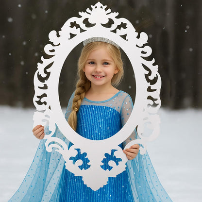 Aurelema Princess Mirror Photo Booth Props 15 x 23 Inches Princess Party Decorations Mirror Photo Props for Fairytale Birthday Baby Shower Party Supplies Photography Backdrop