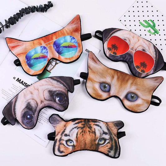 5 Pack Cute Animal Funny Sleep Eye Mask for Sleeping Cat Dog Soft Plush Blindfold Sleep Masks Eye Cover Eyeshade for Kids Girls Men Women Plane Travel Nap Night Sleeping Multicolored