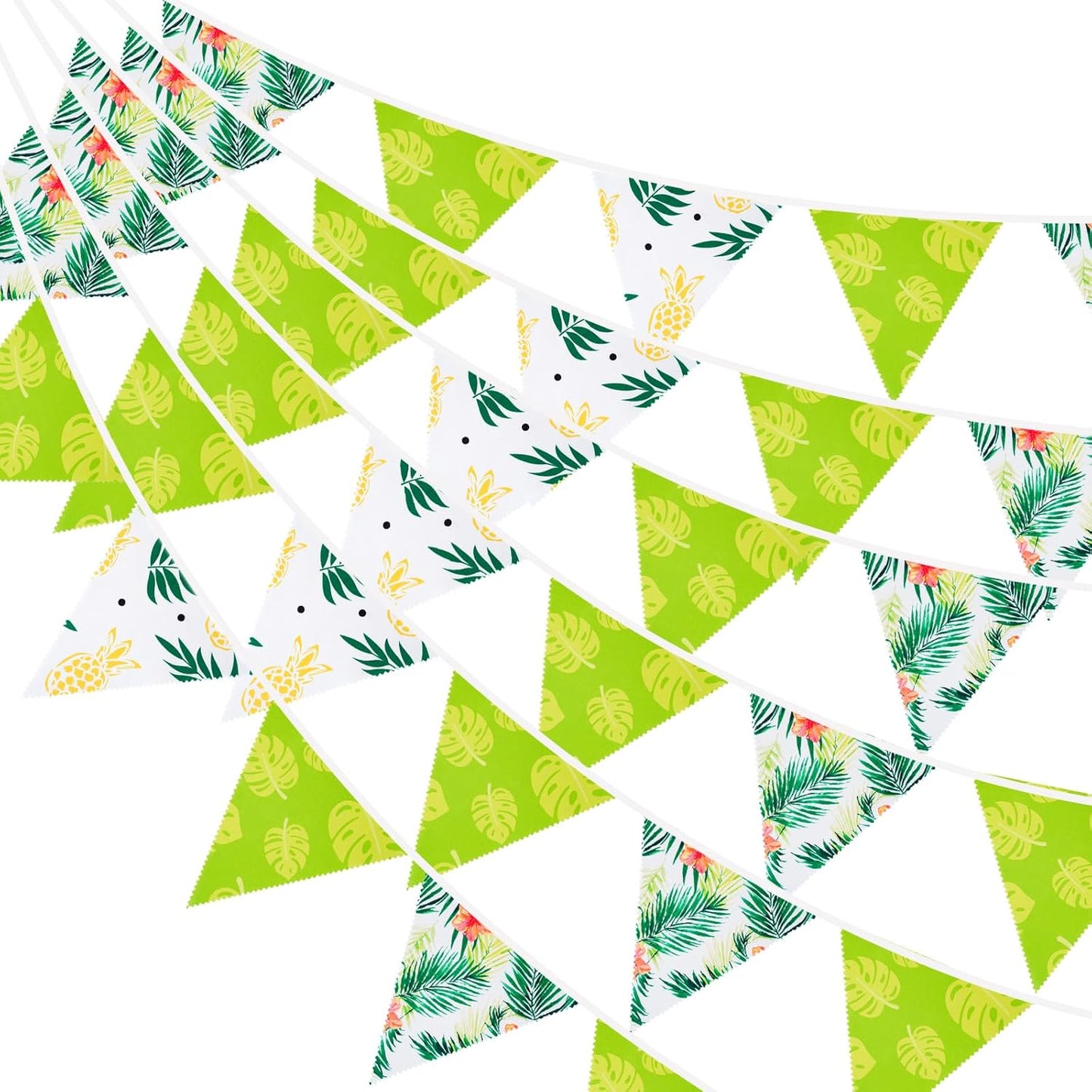 G2PLUS 39Ft Triangle Bunting Banner, 42Pcs Pink Floral Garland Pennant Banner, Reusable Cotton Triangle Flags Party Decoration for Birthday, Wedding, Garden Tea Party, Baby Shower, Room Decor