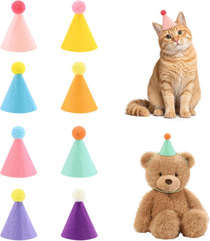 CANREVEL Mini Party Hats for Stuffed Animals Headwear, Birthday Hats Party Animal Birthday Decorations Supplies for Dog Cat