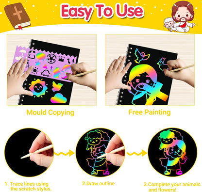 ZMLM 24 Pack Scratch Art Party Favors: Birthday Party Favors for Kids 4-8, Bulk Rainbow Scratch Notebook Paper Pads, Goodie Bags Stuffers Girls Boys Classroom Gifts Crafts Toys