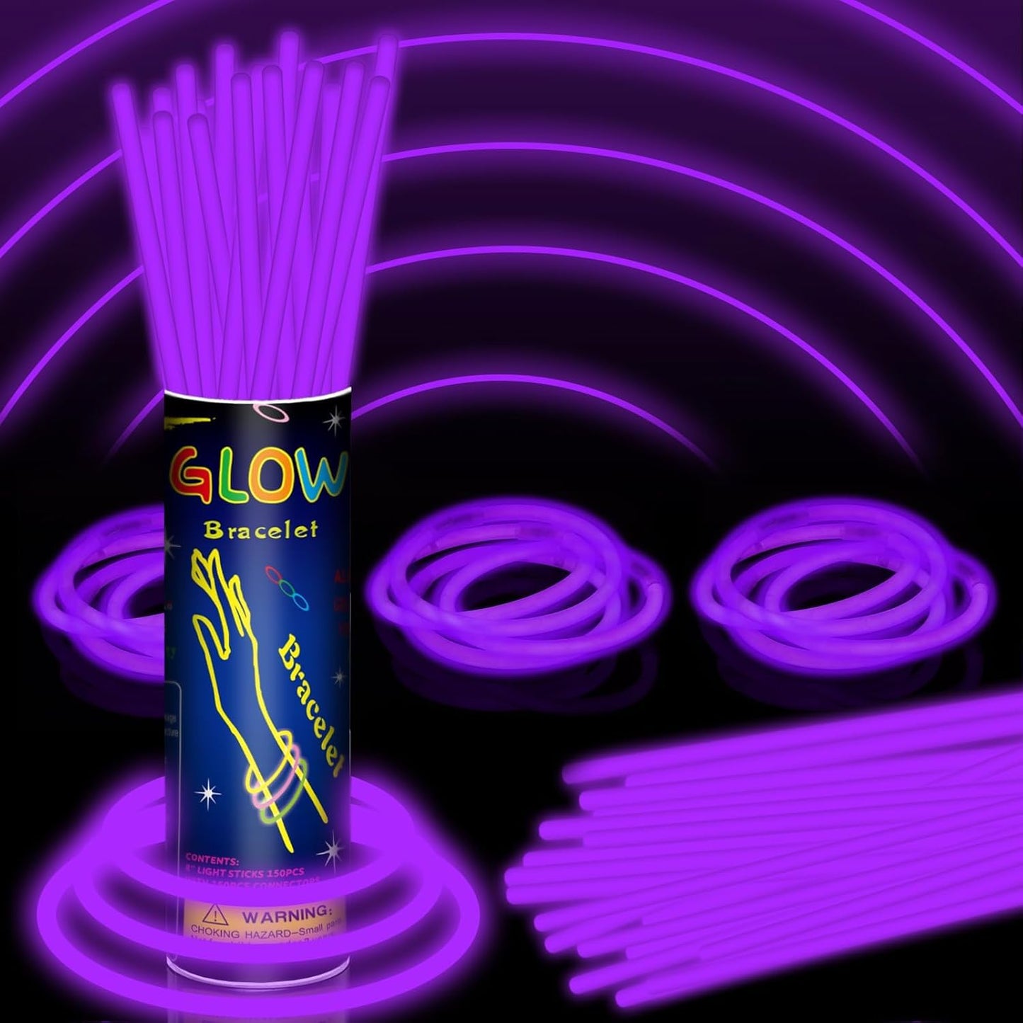 150 Pack 8” Red Glow Sticks Bulk with 150 Connectors Neon Glow In The Dark Party favors Supplies for Holiday Birthday Party Decoration (Red)