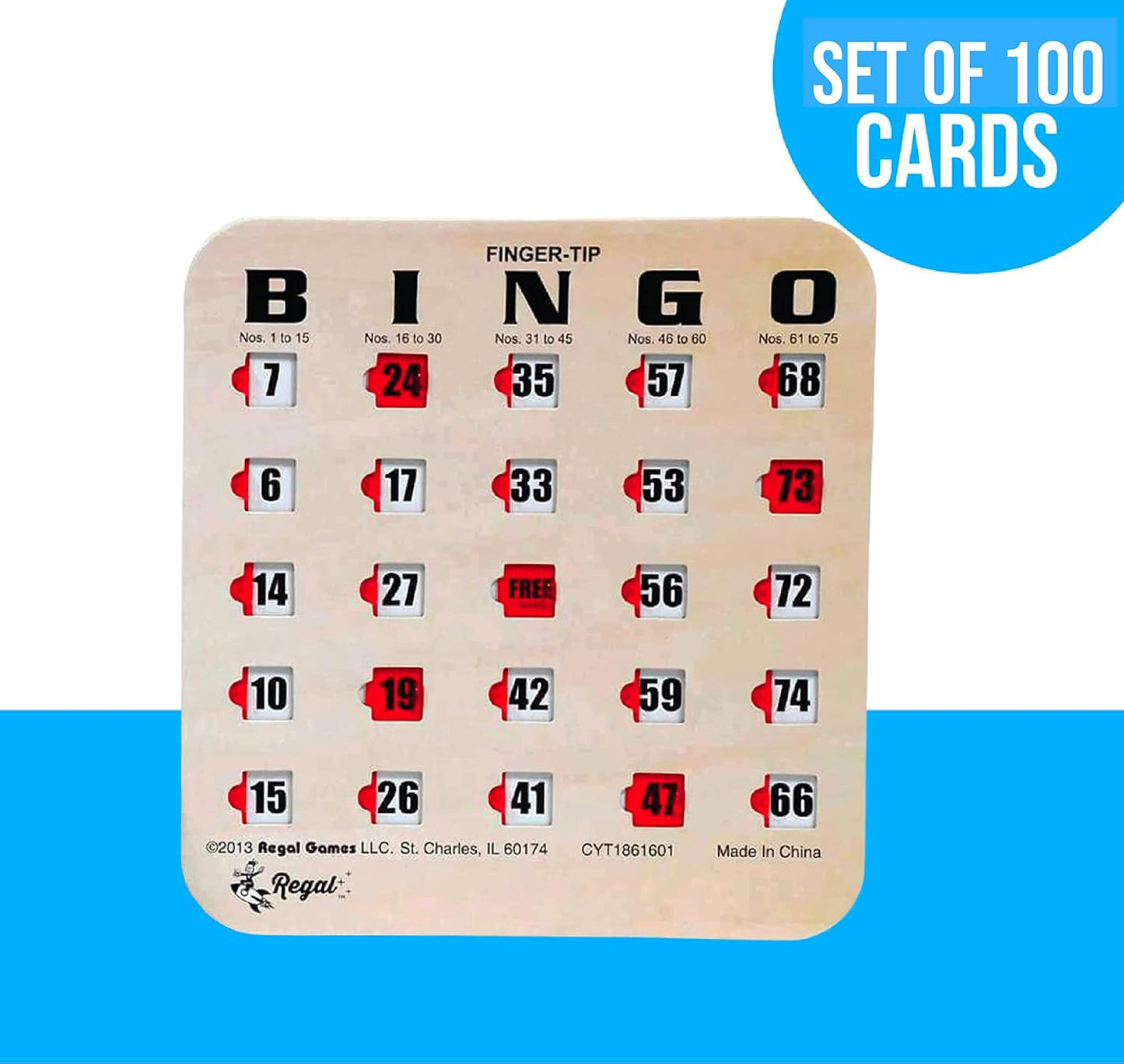 Regal Bingo Bulk Bingo Cards with Sliding Windows - Reusable Large Print Bingo Game Cards for Adults Large Group - 10 Pack, Green