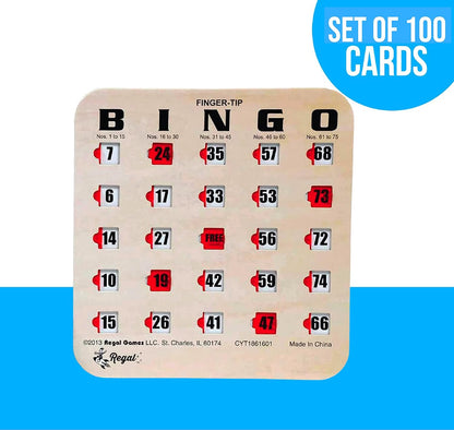 Regal Bingo Bulk Bingo Cards with Sliding Windows - Reusable Large Print Bingo Game Cards for Adults Large Group - 10 Pack, Green