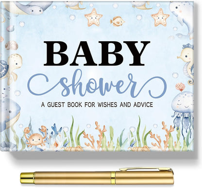 Fuyoooo 27 Pcs Safari Animal Baby Shower Guest Book Set Baby Shower Sign in Guest Floral Book Place Table Cards with Gold Pen Adhesive Photo Corner for Birthday Party