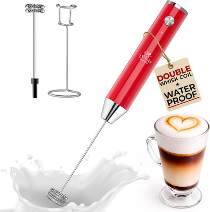 Zulay Kitchen Powerful Milk Frother Wand With Duracell Batteries - Ultra Fast Handheld Drink Mixer - Electric Whisk Foam Maker for Coffee, Lattes, Cappuccino & Matcha - Z1 Motor - Black - Colors C