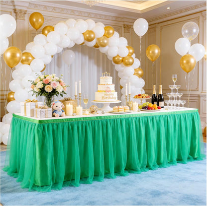 THARAHT Tulle Table Skirt 6FT 180CM Long for Rectangle Tables Round Tables Ruffle Desk Skirt for Princess Girls Birthday Party Cake Dessert Decorations Table Skirt