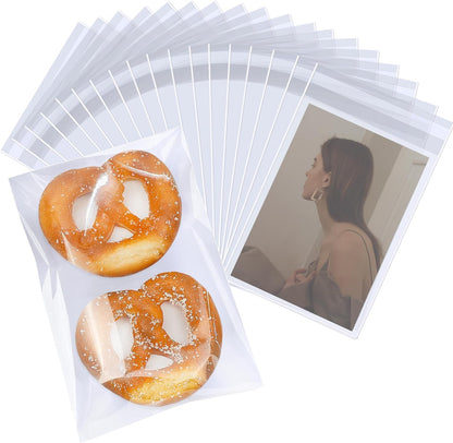 PigPotParty Cookie Bags 4''x 6", 100 Pcs Self Sealing Cellophane Treat Bags, Small Clear Plastic Goodie Bag for Gift, Snack, Party Favor, Candy