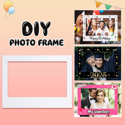 Beeveer 32 x 24 Inch Photo Booth Selfie Frame Prop Booth for Birthday Event Parties Large Blank DIY Cutout Props for Funny Decoration Christmas, Holiday Supplies