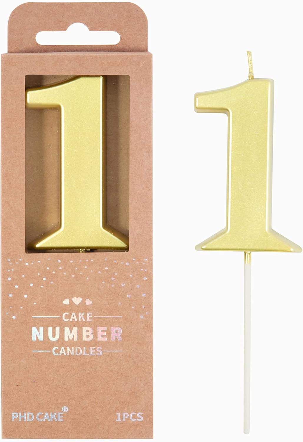PHD CAKE 2.76 Inch Modern Gold 2 Number Birthday Candles, Gold Number Candles, Cake Number Candles, Party Celebration